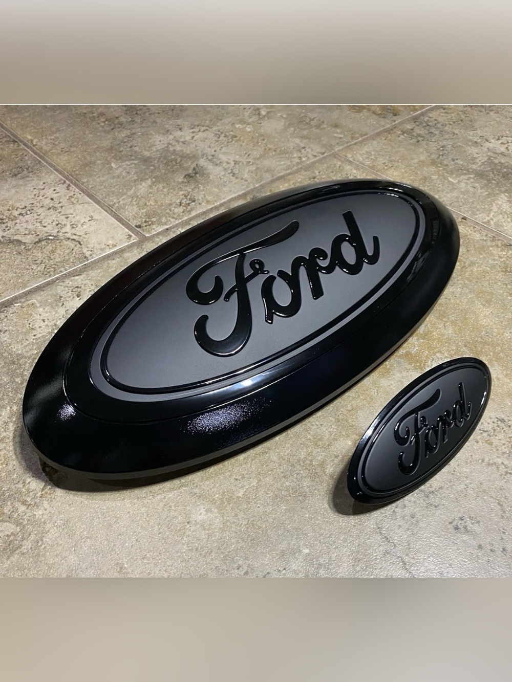 Custom 2023-2026 Ford F250 F350 Emblem Set With 5 Inch In Matte And Gloss Black